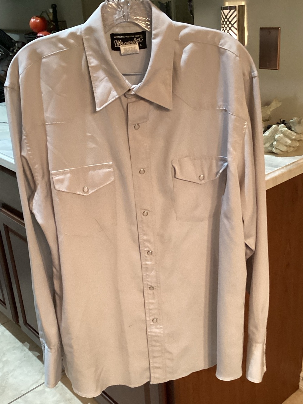 Wrangler Men’s Long Sleeve Button-Down Shirt - Light Gray